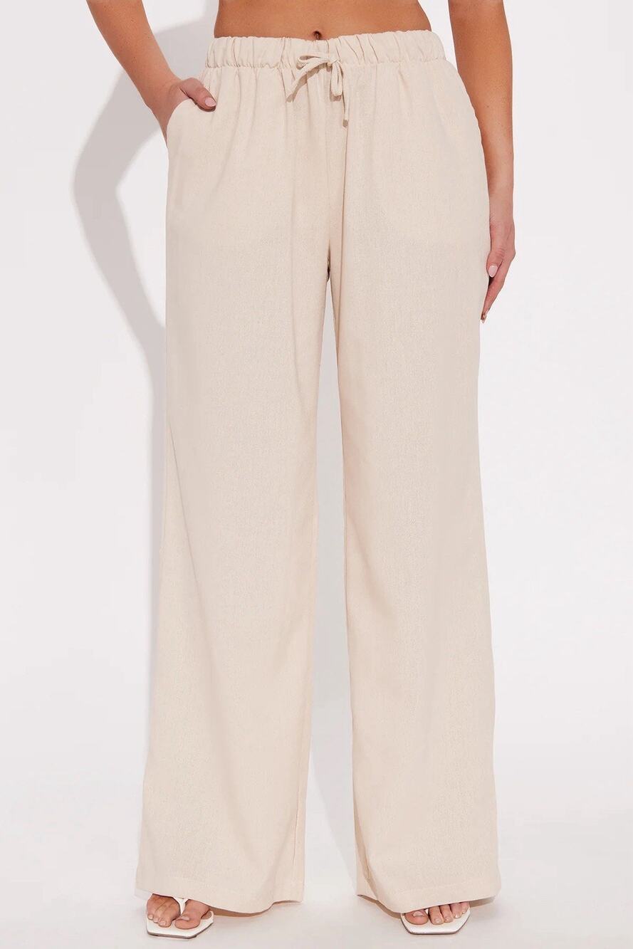 NWT FASHION NOVA Women’s Beach Walks Linen Pant White Small New